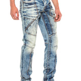 CD535 men's comfortable jeans with modern decorative stitching