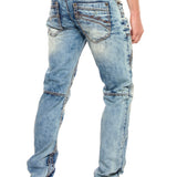 CD535 men's comfortable jeans with modern decorative stitching