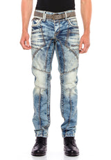 Jeans cómodos para hombres CD535 con costuras decorativas modernas