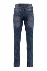 CD543 Herren Slim-Fit-Jeans mit Gitter-Musterung in Straight Fit