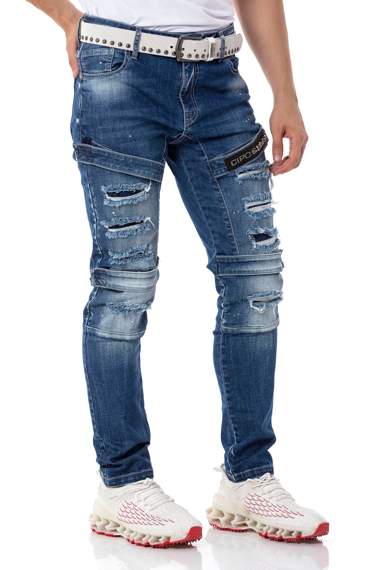 CD555 Jeans Slim-Fit Desgastados para Hombre