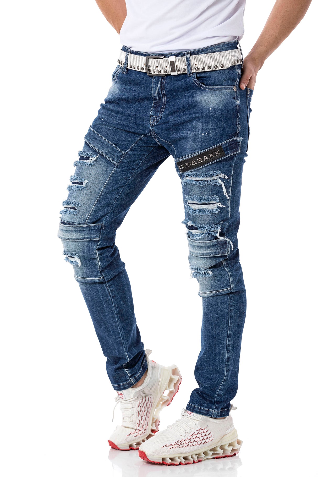 CD555 Jeans Slim-Fit Desgastados para Hombre