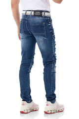 CD555 Jeans Slim-Fit Desgastados para Hombre