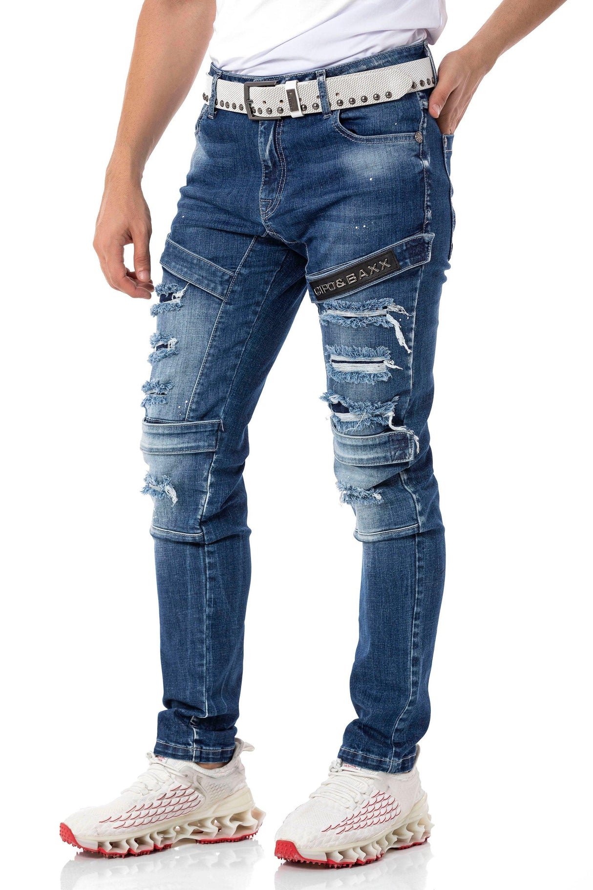 CD555 Jeans Slim-Fit Desgastados para Hombre