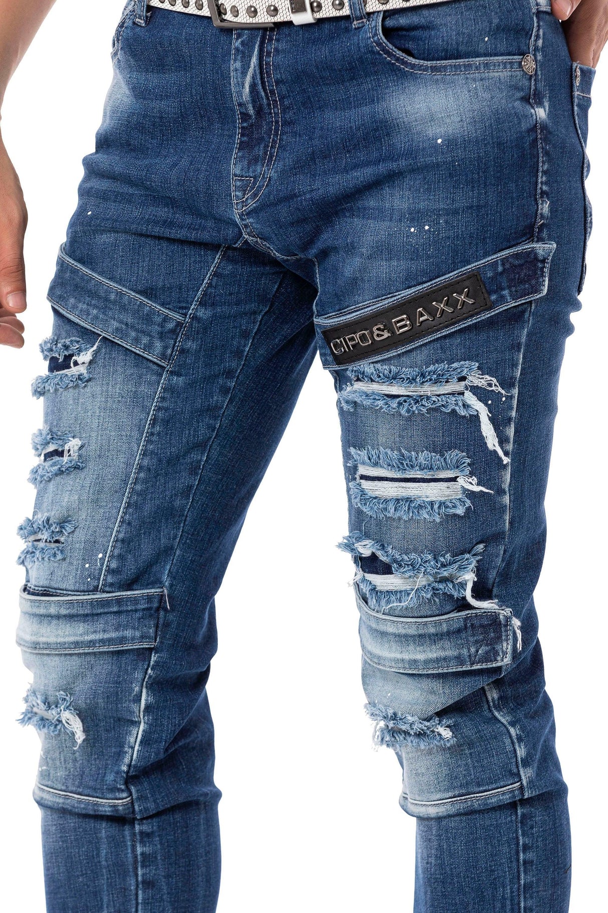 CD555 Jeans Slim-Fit Desgastados para Hombre