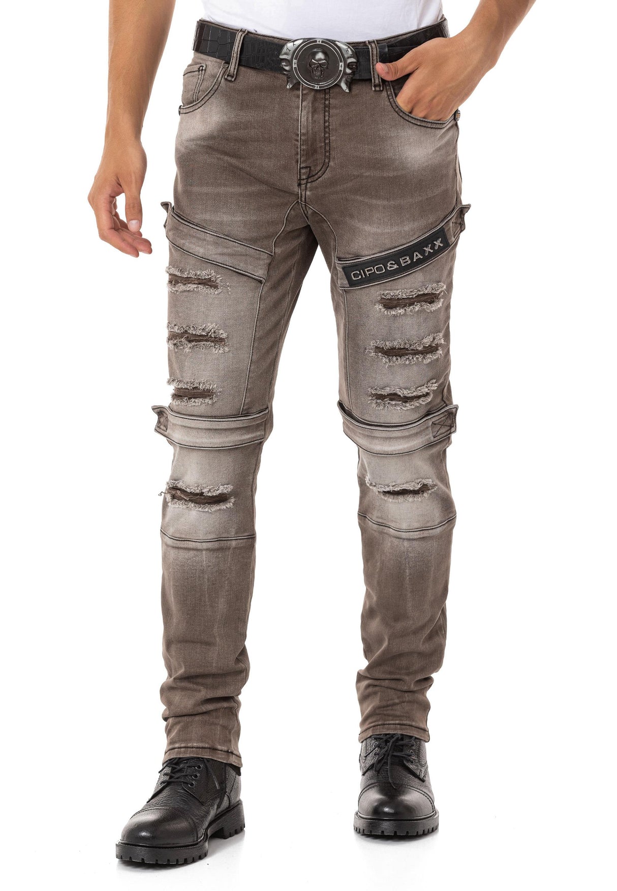 CD555 Jeans Slim-Fit Desgastados para Hombre