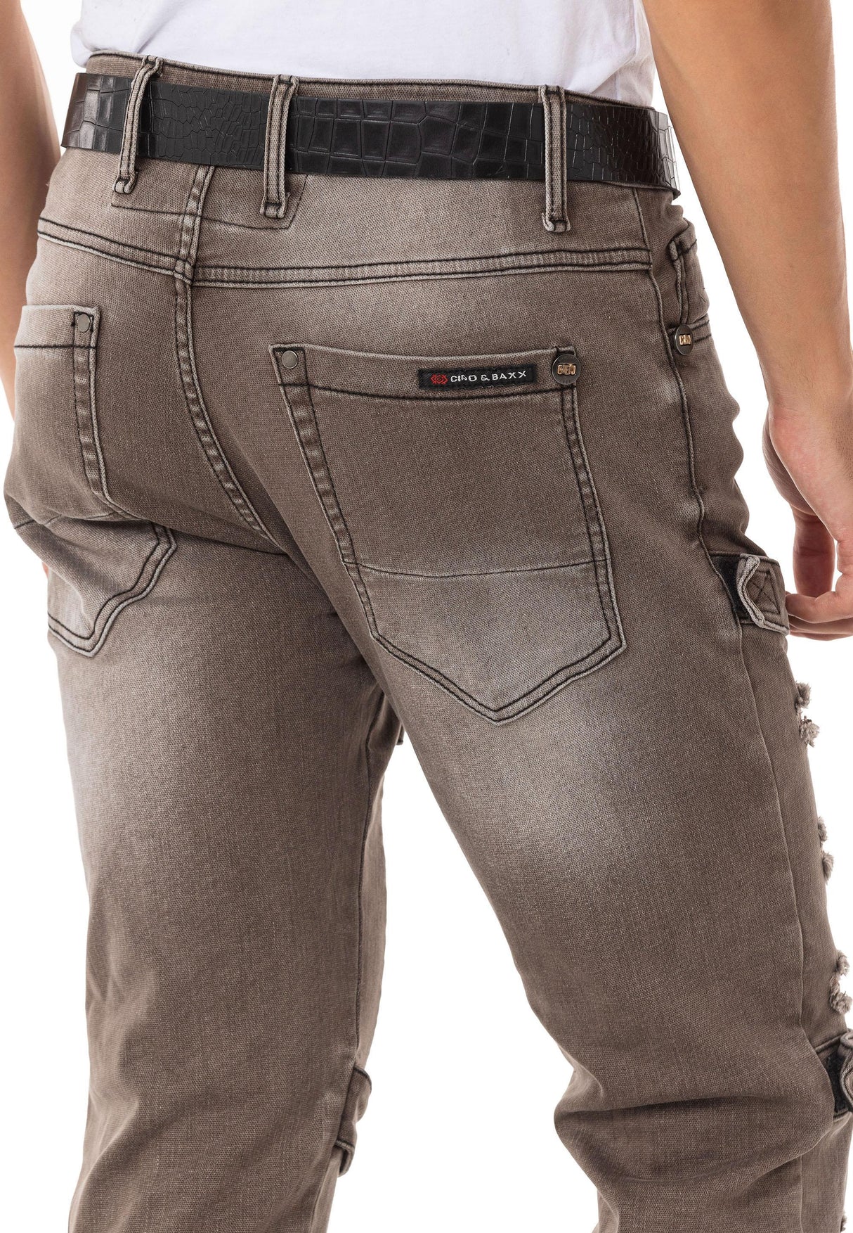 CD555 Jeans Slim-Fit Desgastados para Hombre