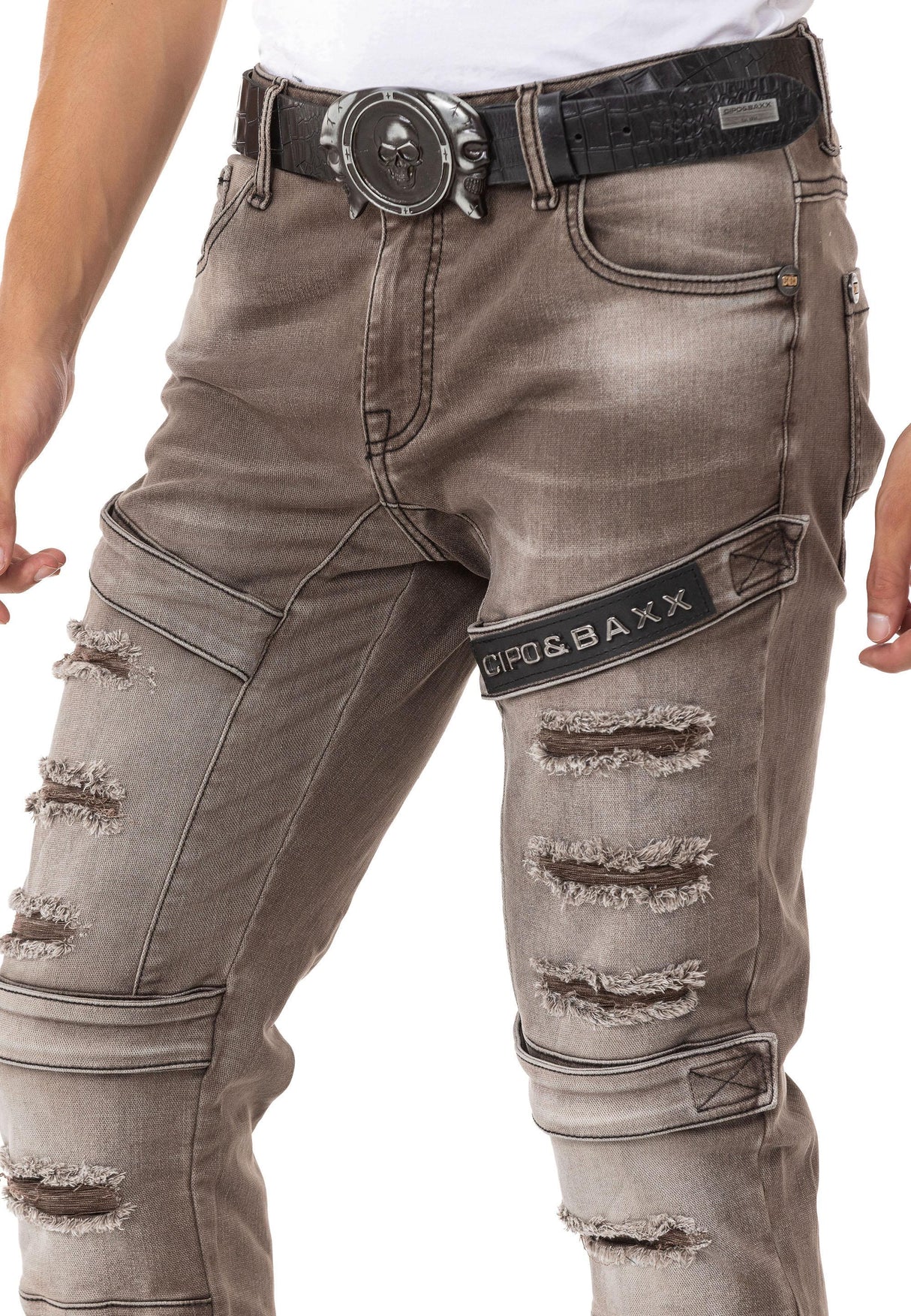 CD555 Jeans Slim-Fit Desgastados para Hombre