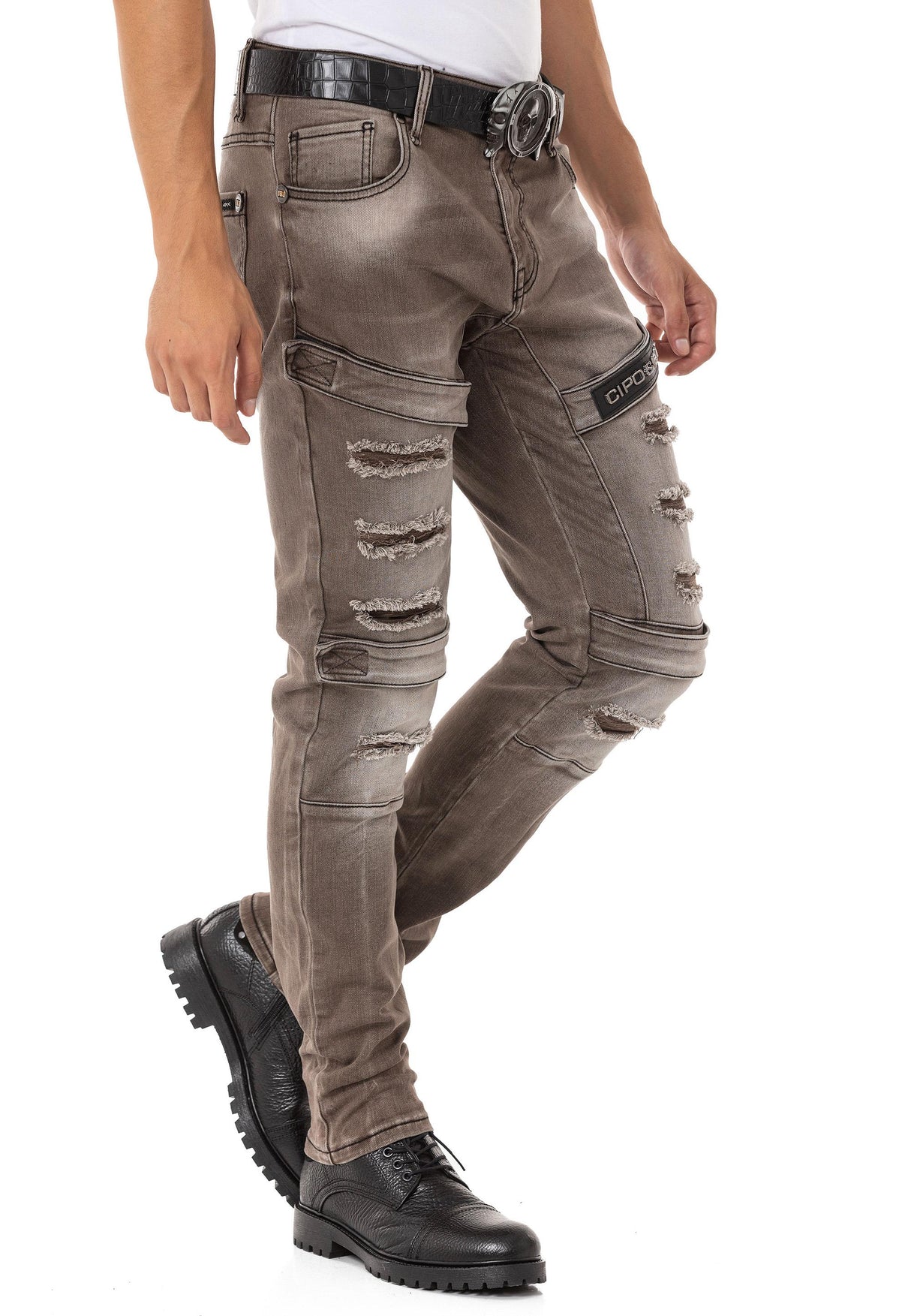 CD555 Jeans Slim-Fit Desgastados para Hombre