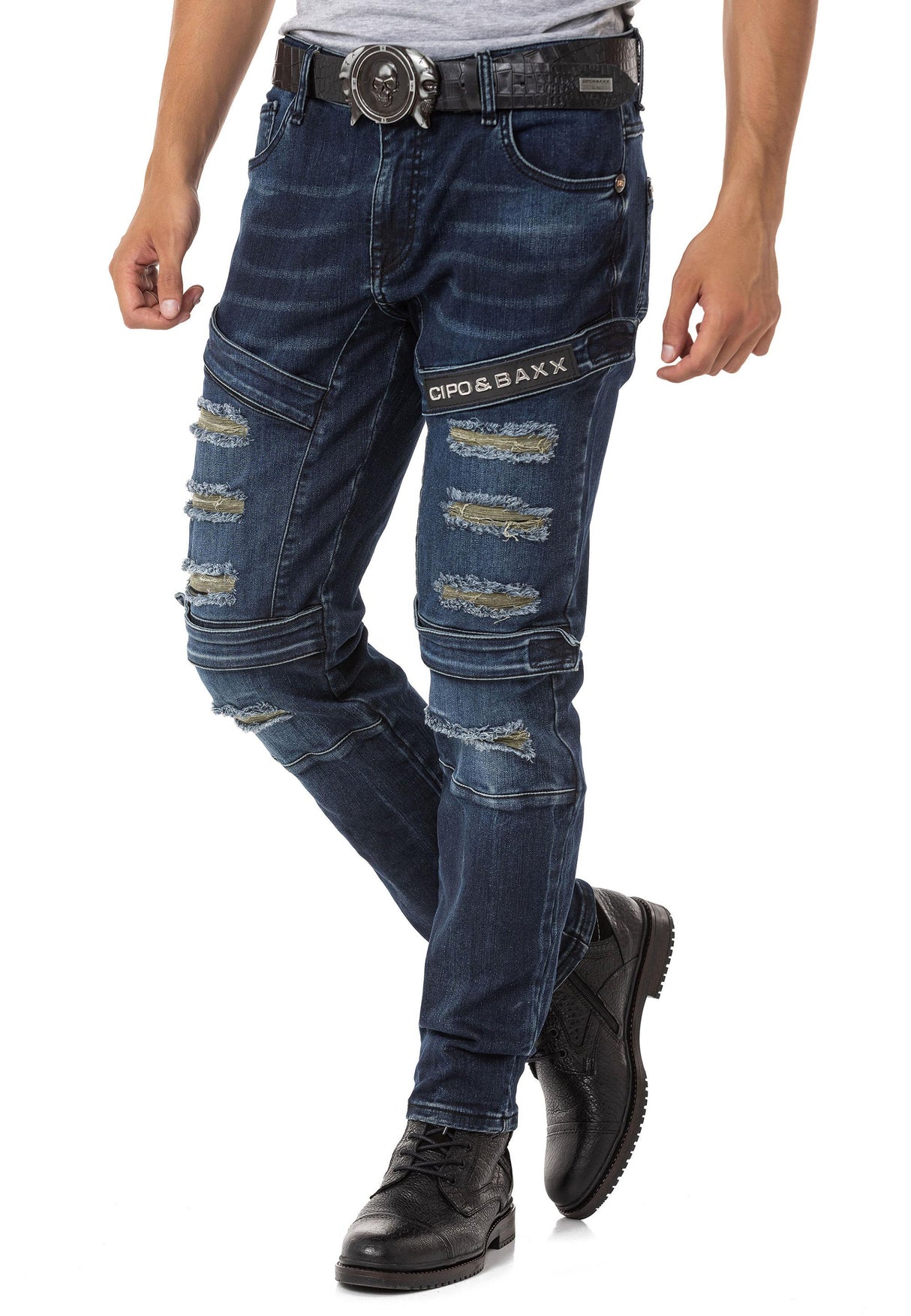 CD555 Jeans Slim-Fit Desgastados para Hombre