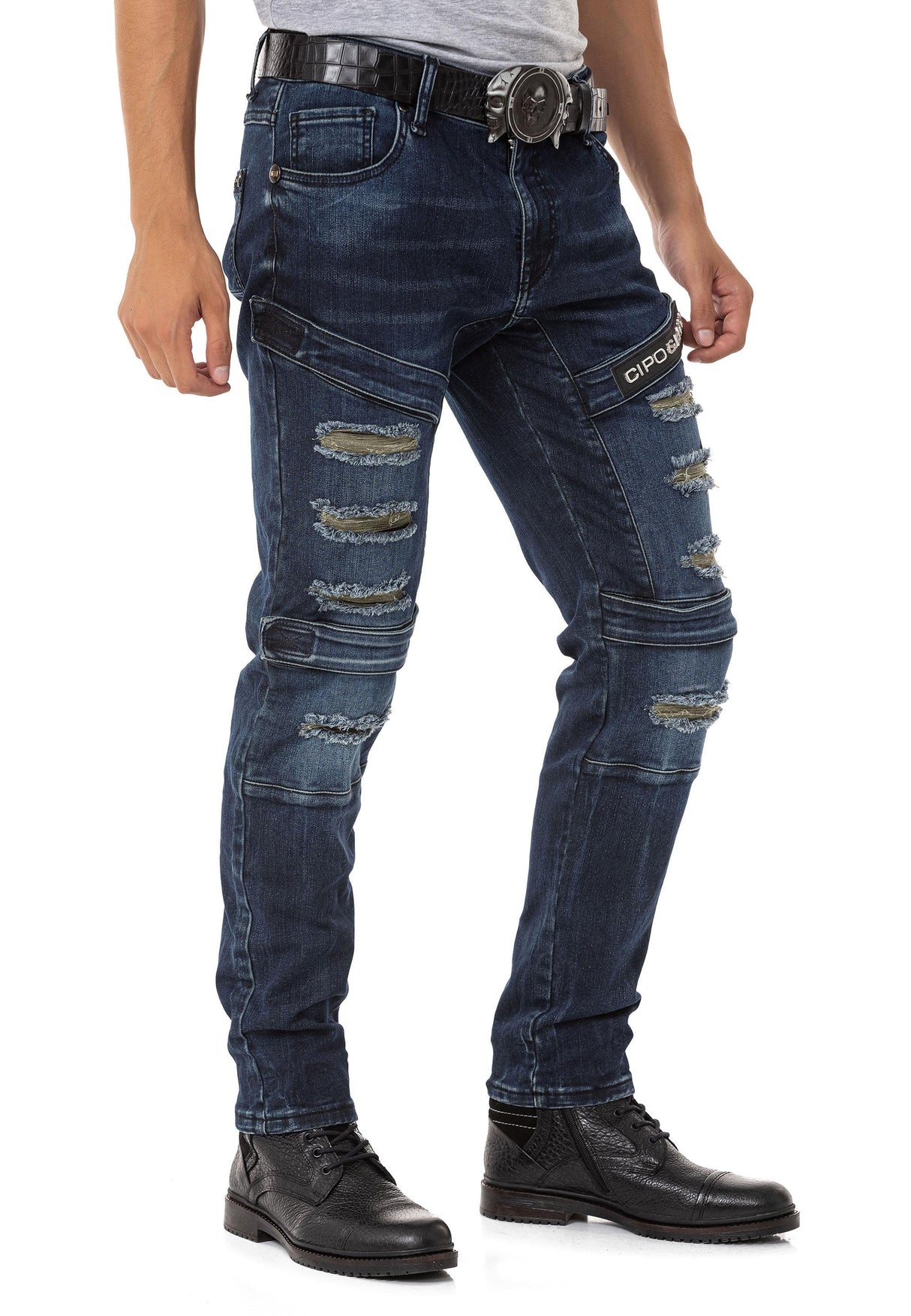 CD555 Jeans Slim-Fit Desgastados para Hombre