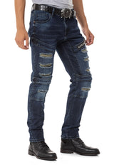 CD555 Jeans Slim-Fit Desgastados para Hombre