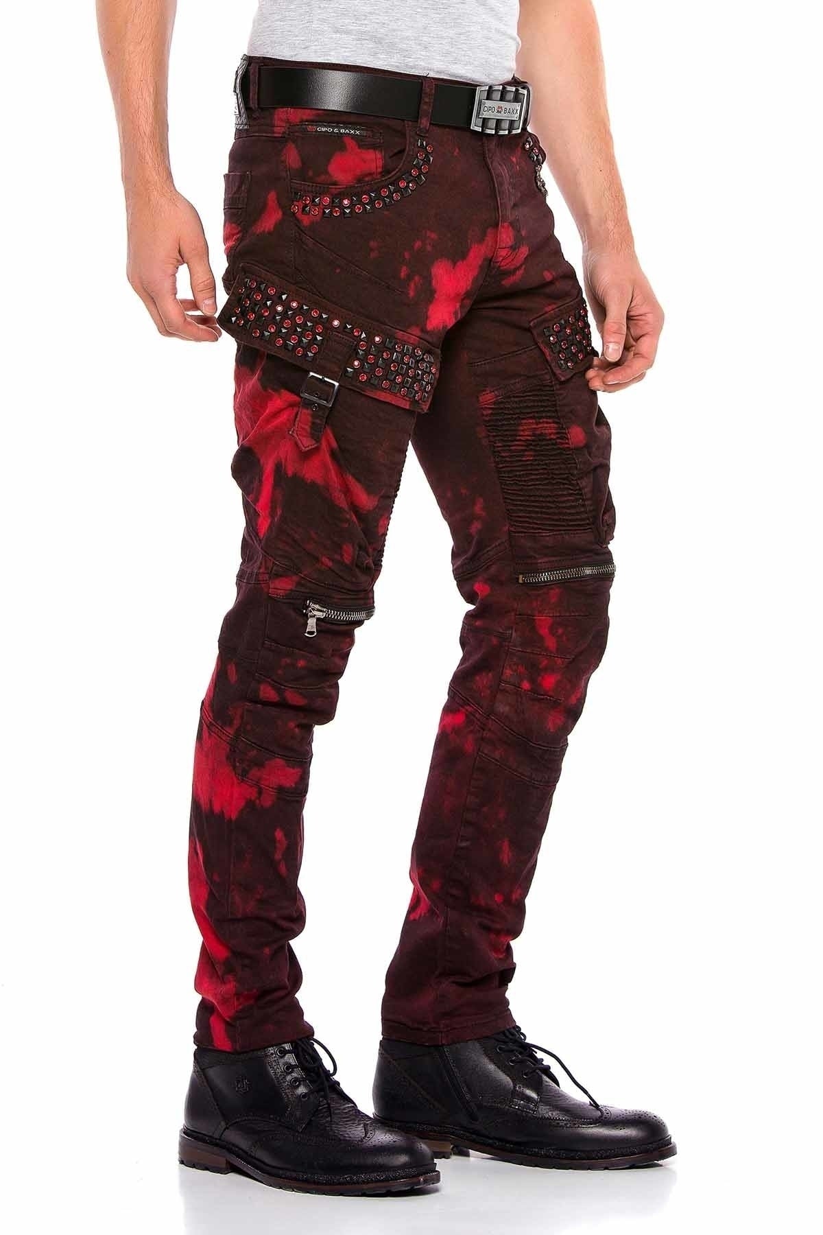 CD558 Comfortabele Heren Jeans in Biker-Design 