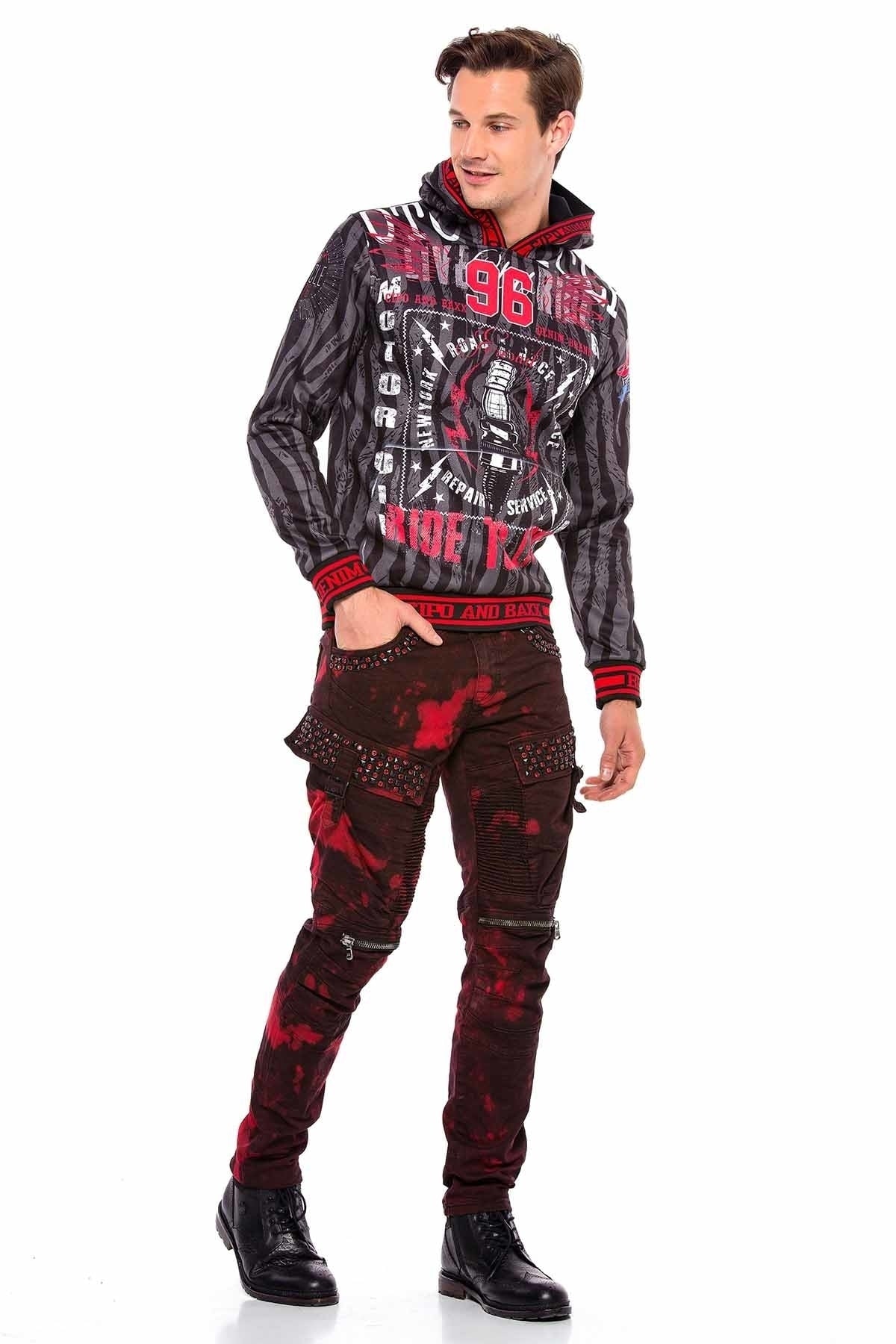 CD558 Comfortabele Heren Jeans in Biker-Design 