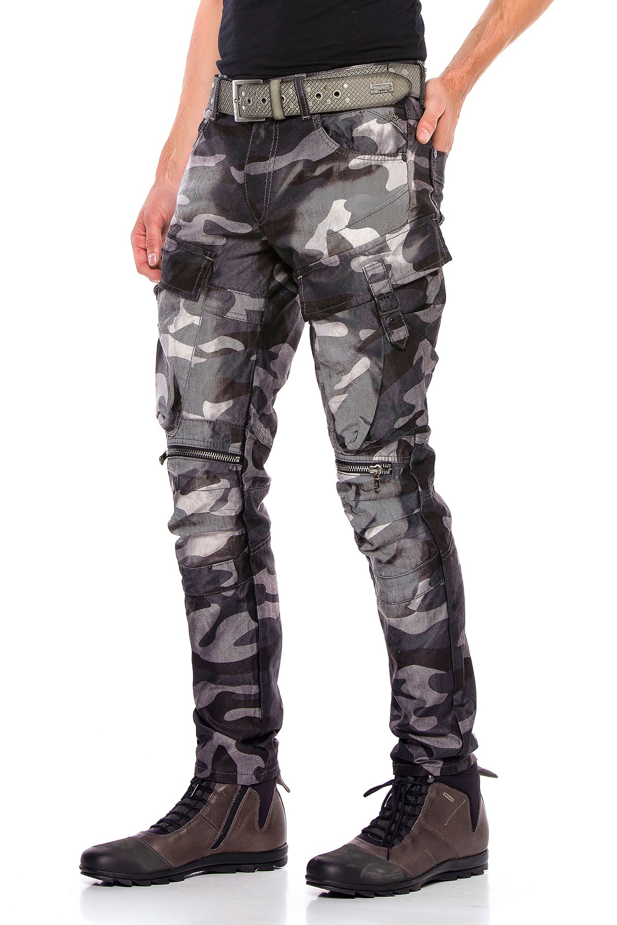 CD560 Pantalon de chargement des hommes avec des poches latérales en ajustement régulier
