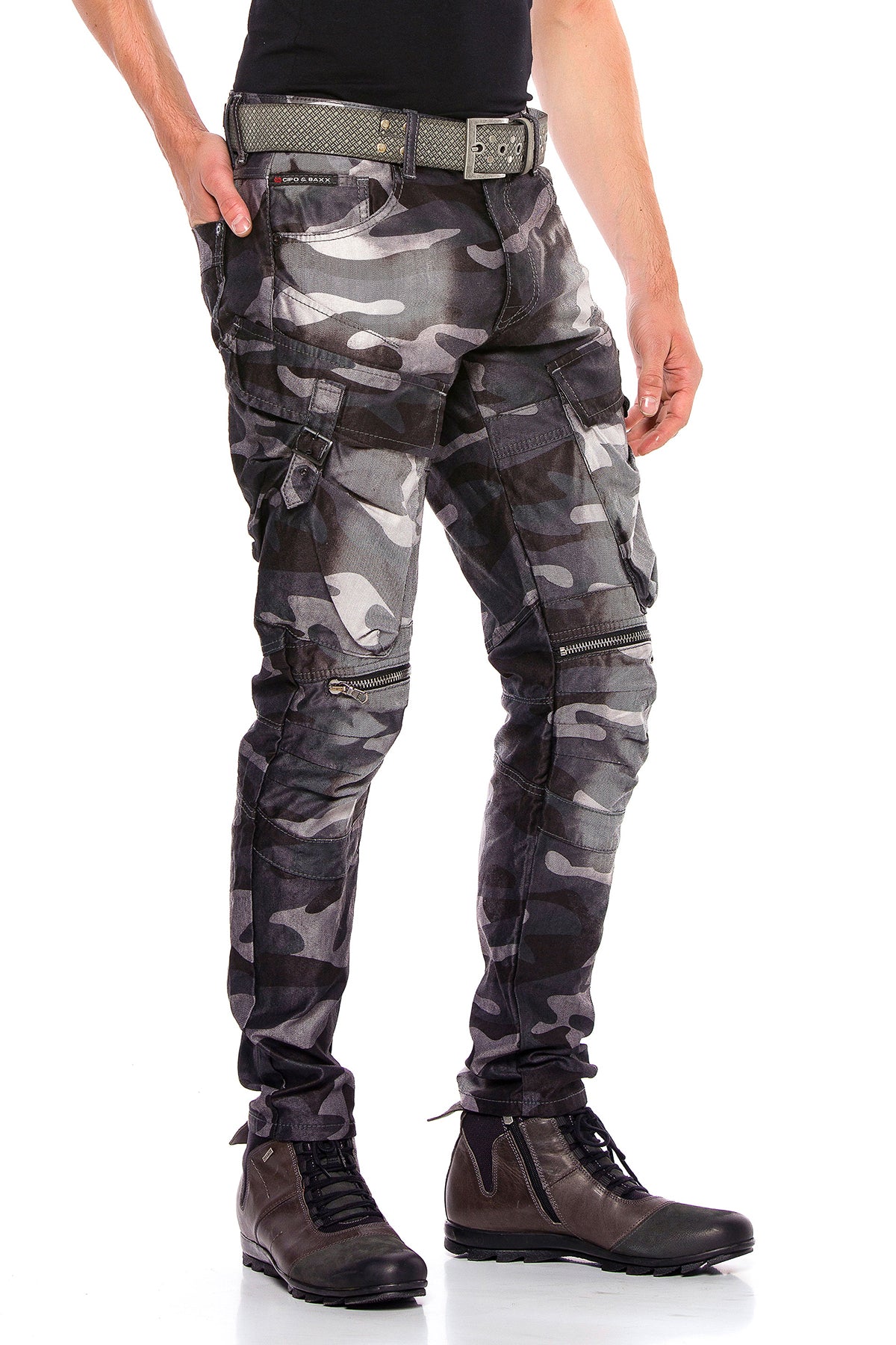 CD560 Pantalon de chargement des hommes avec des poches latérales en ajustement régulier