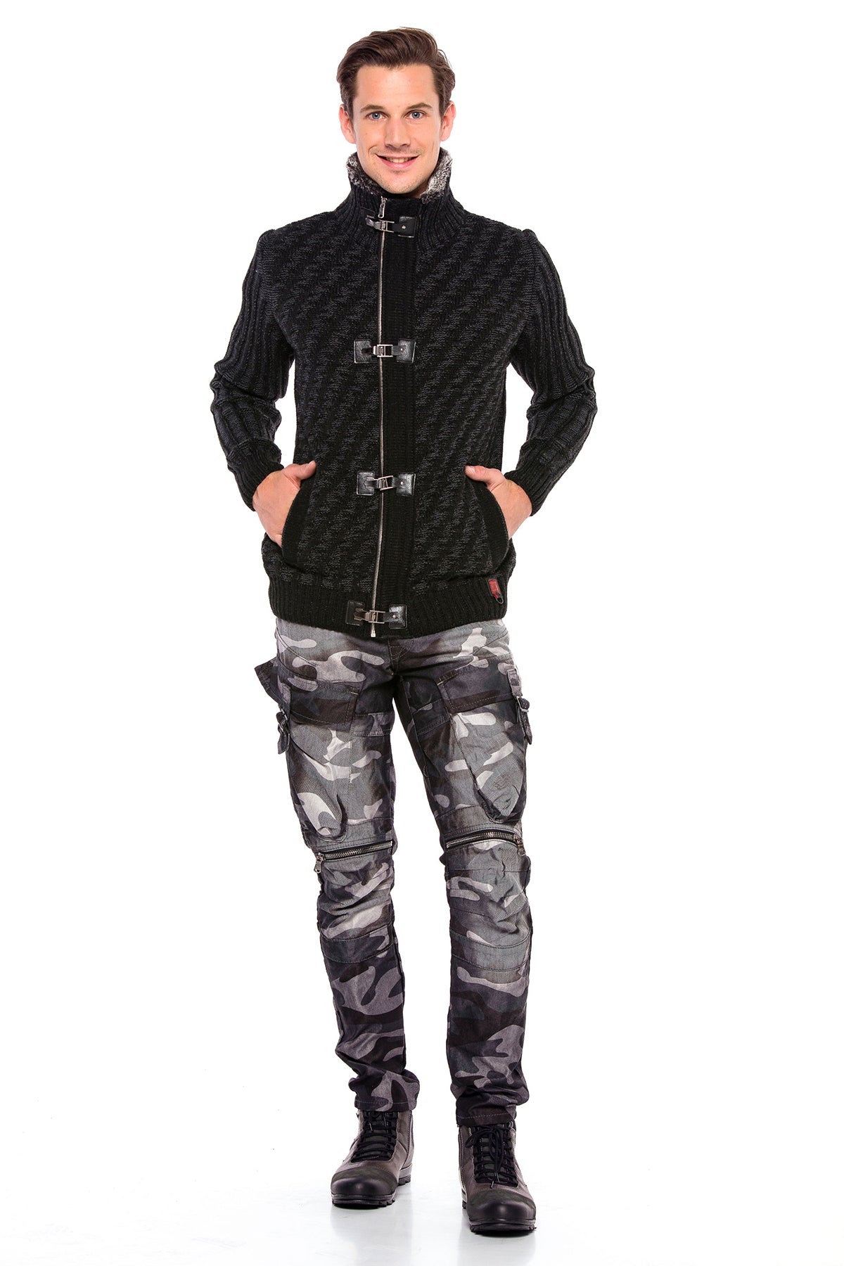 CD560 Pantalon de chargement des hommes avec des poches latérales en ajustement régulier
