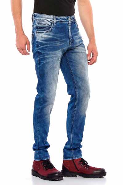 CD562 Heren comfortabele jeans met opvallend wassen in rechte fit
