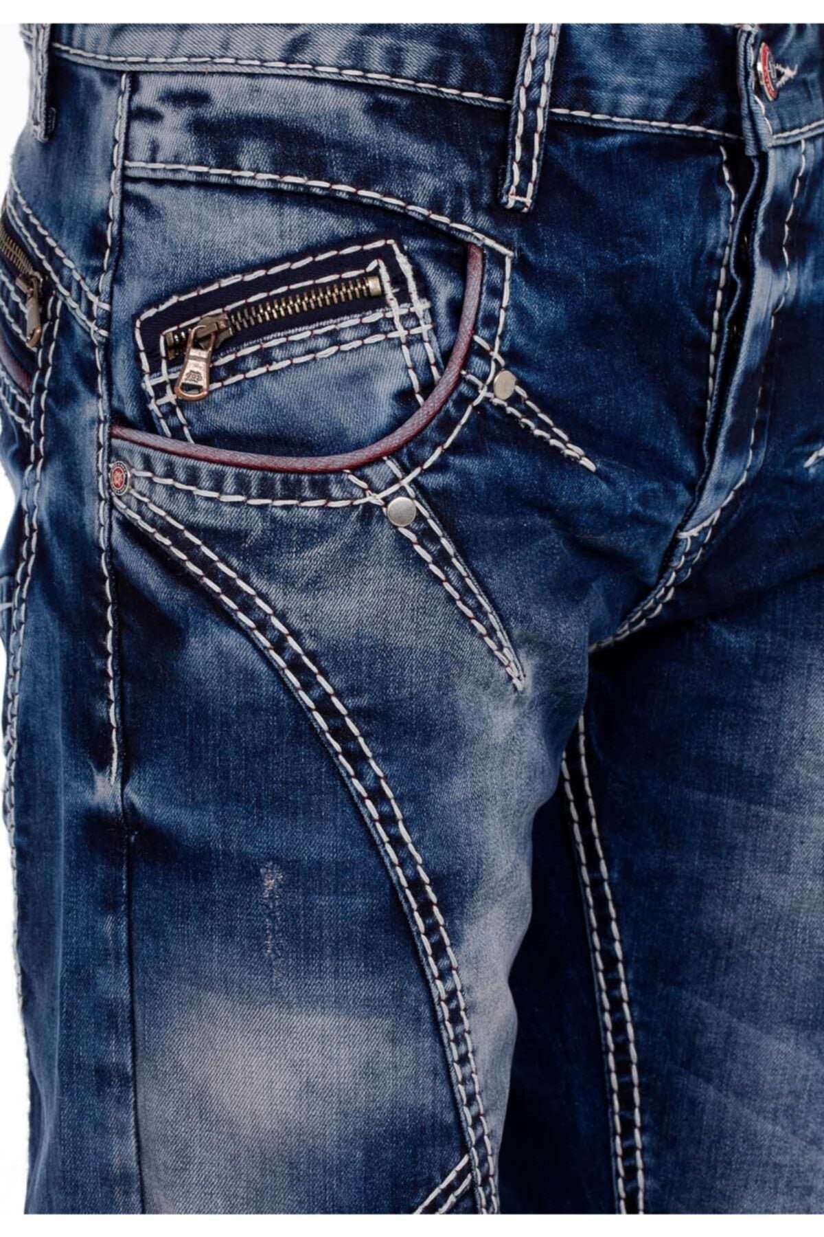 CD563 Herren bequeme Jeans mit trendigen Ziernähten