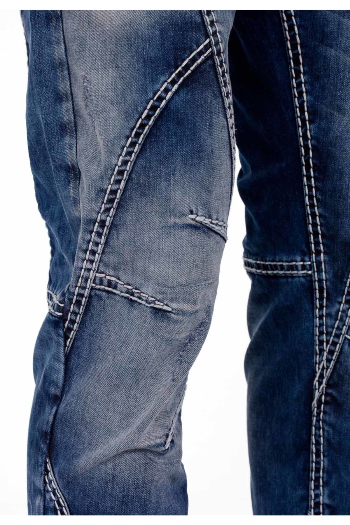 CD563 Herren bequeme Jeans mit trendigen Ziernähten