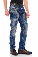 CD563 Herren bequeme Jeans mit trendigen Ziernähten