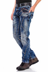 CD563 Herren bequeme Jeans mit trendigen Ziernähten