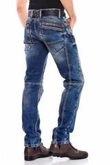 CD563 Herren bequeme Jeans mit trendigen Ziernähten