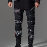 CD571 Herren Straight Fit-Jeans mit coolen Schriftzügen