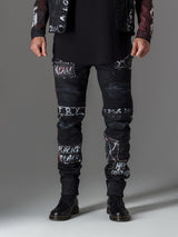 CD571 Men Straight Fit Jeans con letras geniales