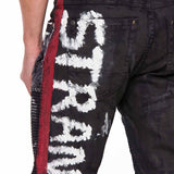 CD571 Herren Straight Fit-Jeans mit coolen Schriftzügen