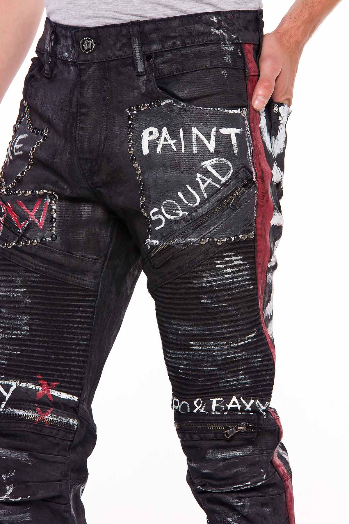 CD571 Men Straight Fit Jeans con letras geniales