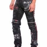 CD571 Herren Straight Fit-Jeans mit coolen Schriftzügen
