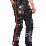 CD571 Herren Straight Fit-Jeans mit coolen Schriftzügen