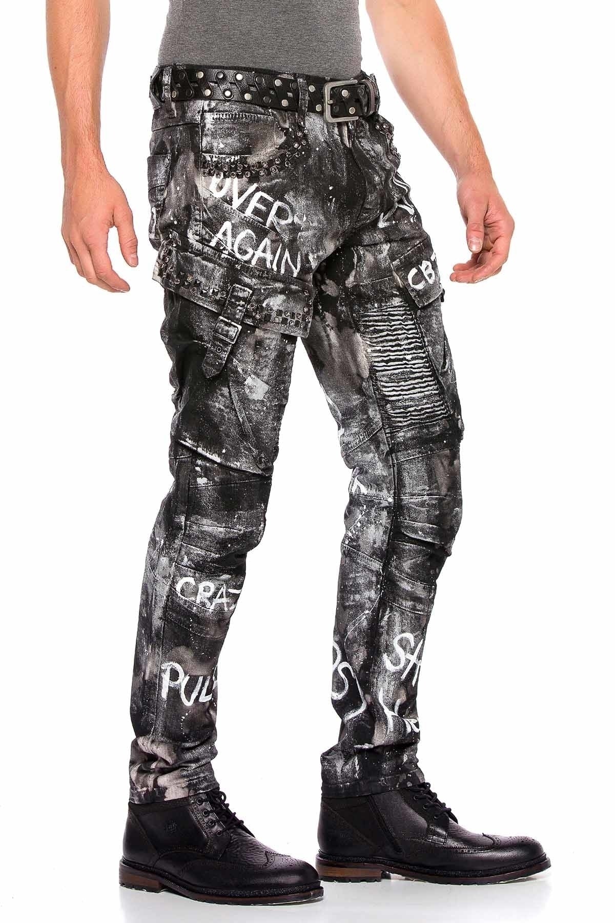 CD572 Herren bequeme Jeans mit stylischem Glitzereffekt