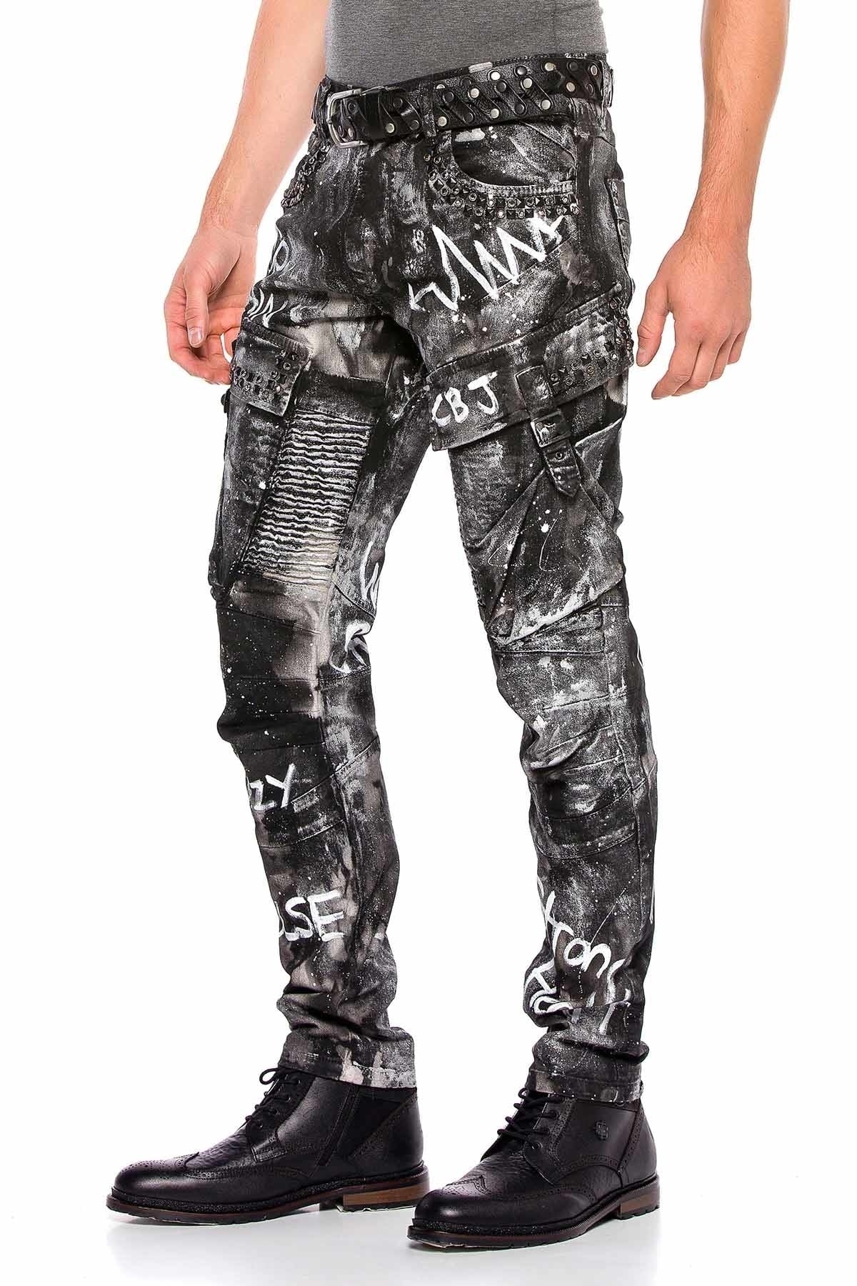CD572 Herren bequeme Jeans mit stylischem Glitzereffekt