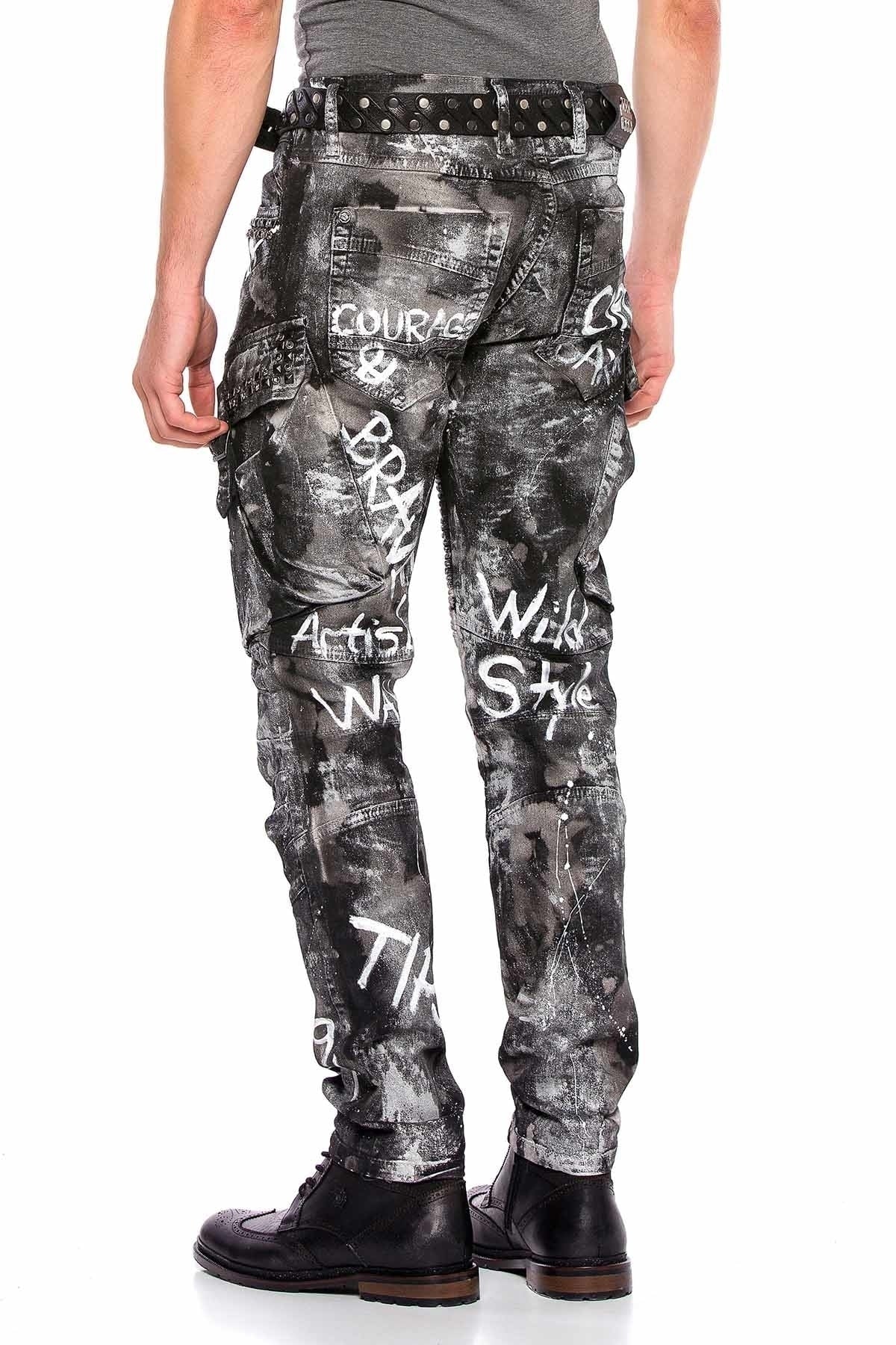 CD572 Herren bequeme Jeans mit stylischem Glitzereffekt