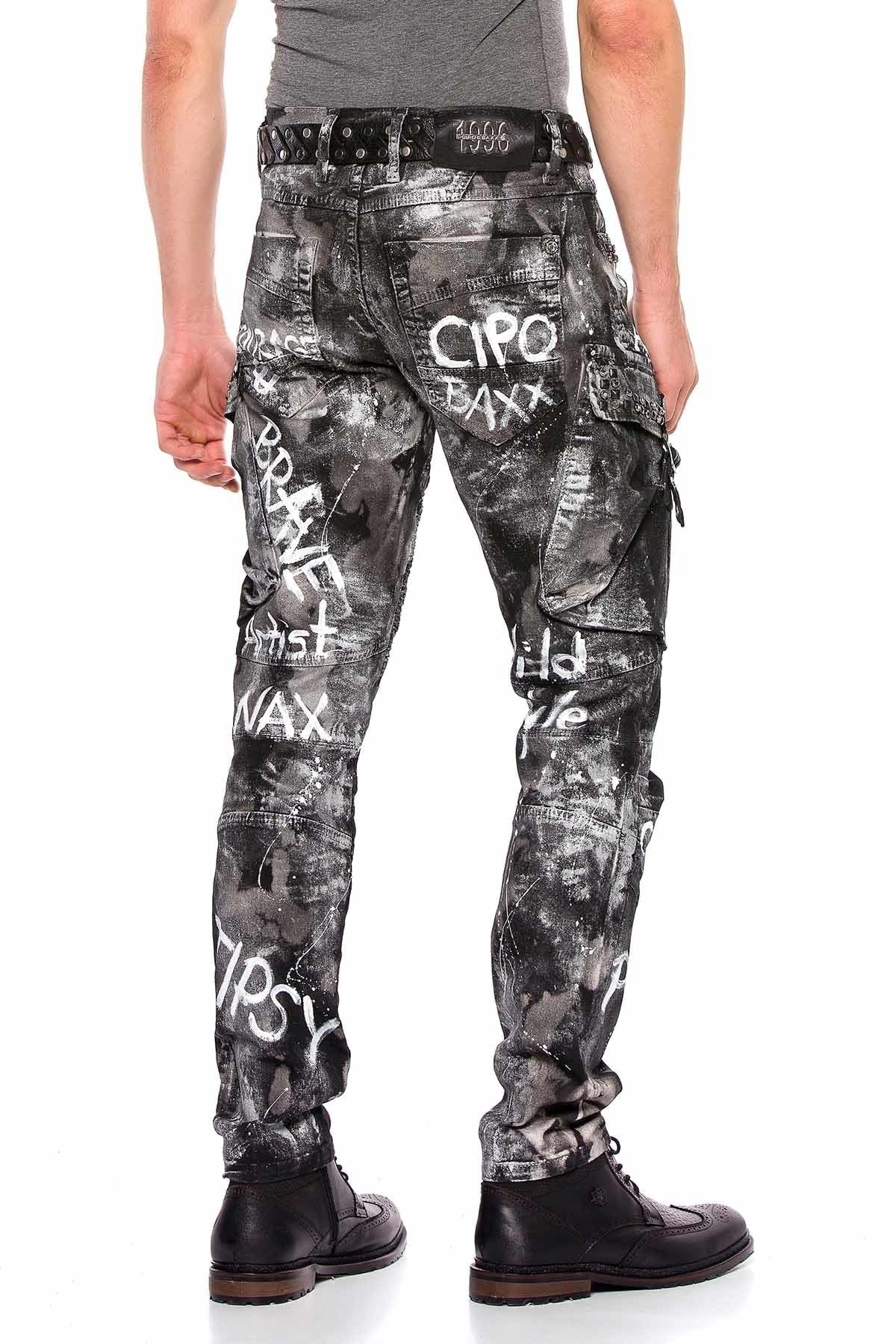 CD572 Herren bequeme Jeans mit stylischem Glitzereffekt
