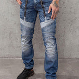 CD576 Vaqueros de hombre cómodos con elementos decorativos de moda
