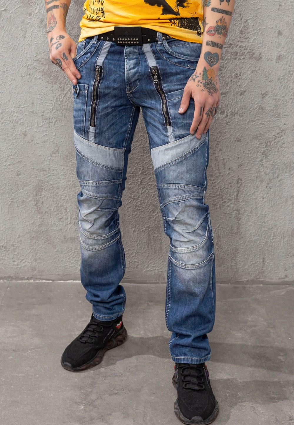 CD576 Vaqueros de hombre cómodos con elementos decorativos de moda