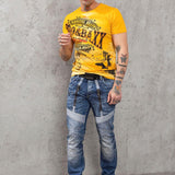 CD576 Vaqueros de hombre cómodos con elementos decorativos de moda