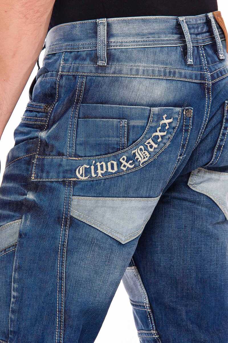 CD576 Vaqueros de hombre cómodos con elementos decorativos de moda