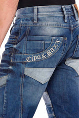 CD576 Vaqueros de hombre cómodos con elementos decorativos de moda