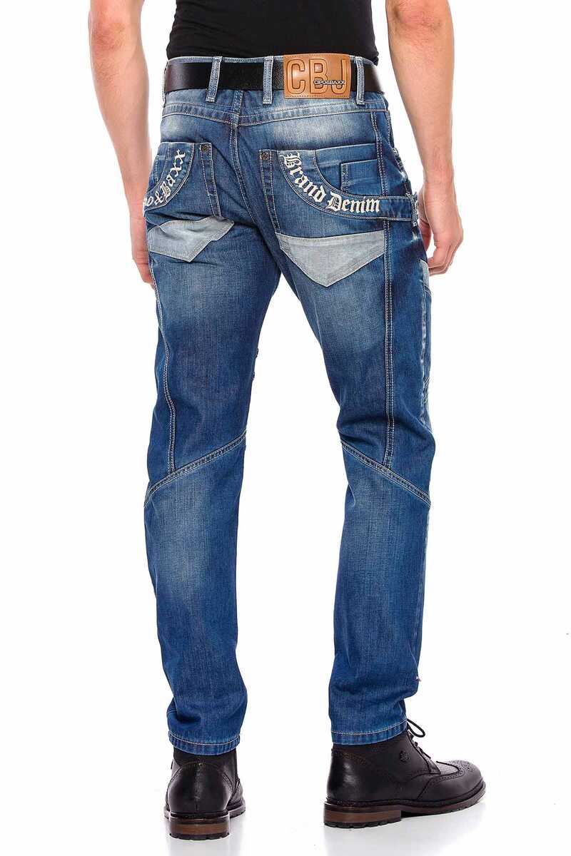 CD576 Vaqueros de hombre cómodos con elementos decorativos de moda