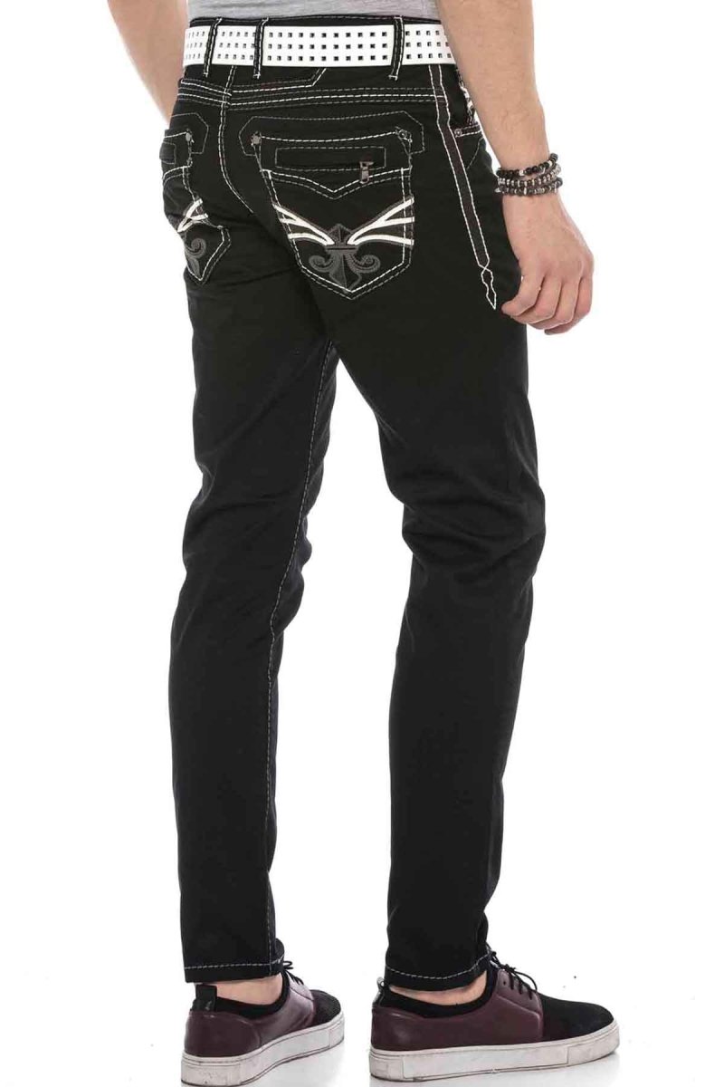 CD585 Comfortabele jeans voor heren met cool borduurwerk