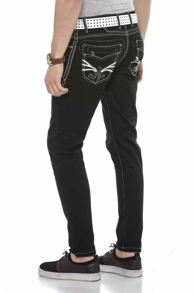 CD585 Comfortabele jeans voor heren met cool borduurwerk