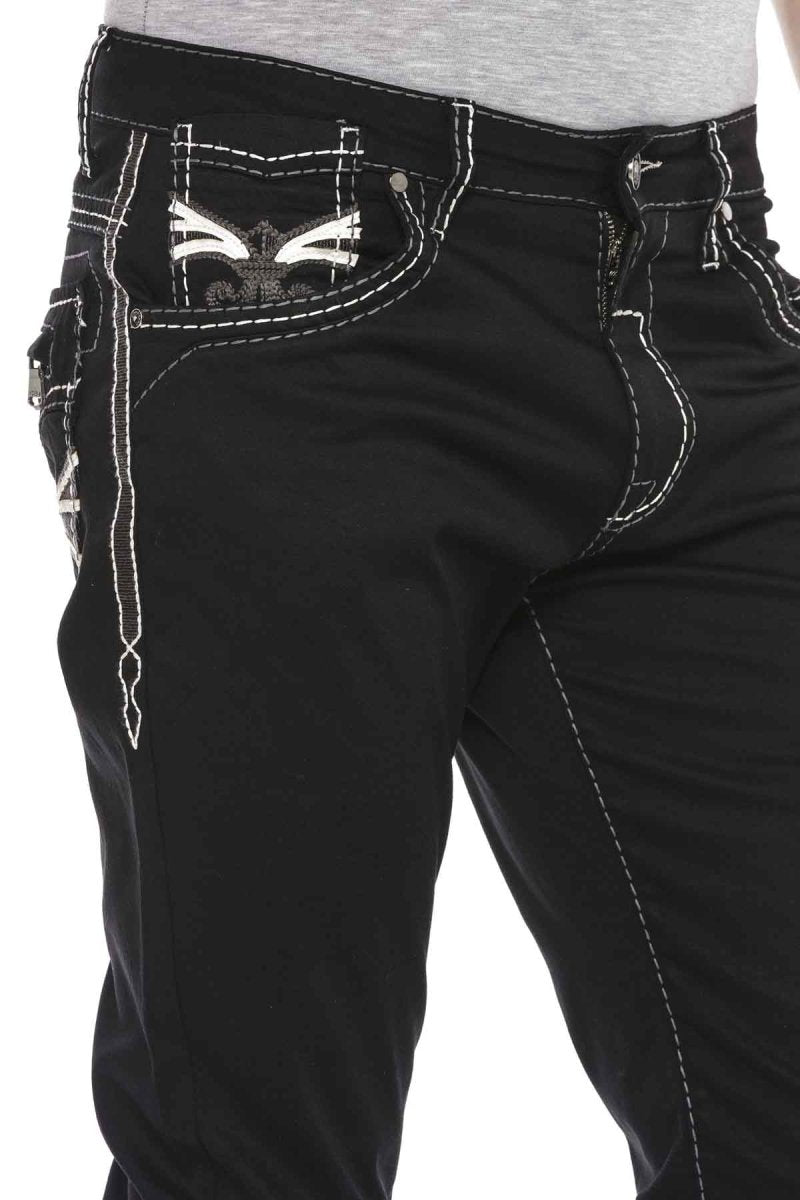 CD585 Comfortabele jeans voor heren met cool borduurwerk