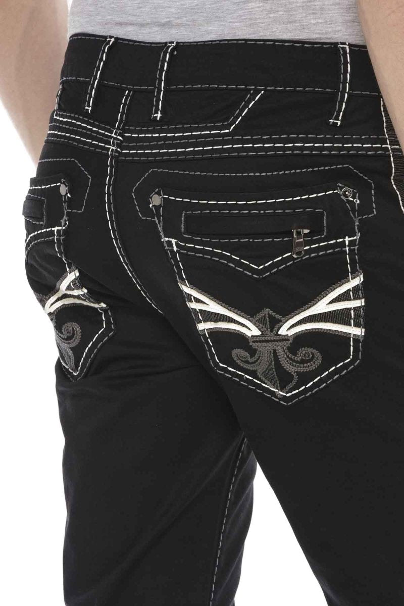 CD585 Comfortabele jeans voor heren met cool borduurwerk