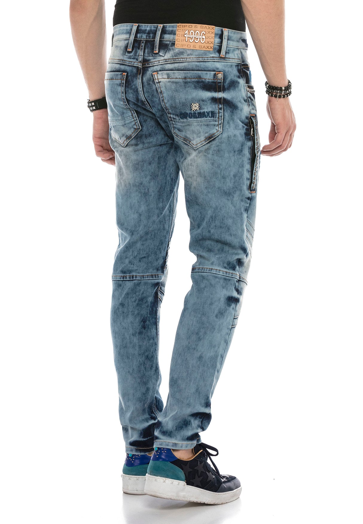 CD590 Men Straight Fit-Jeans in a casual Biker-Look