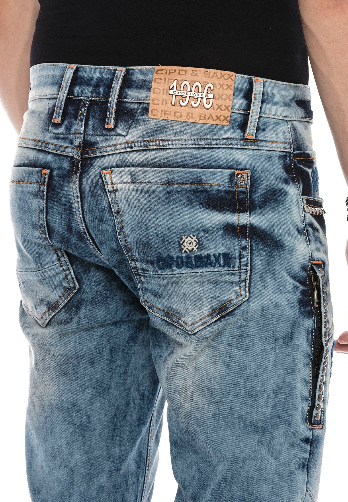 CD590 Men Straight Fit-Jeans in a casual Biker-Look