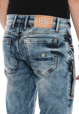 CD590 Men Straight Fit-Jeans in a casual Biker-Look